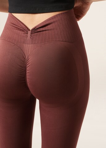 CALZEDONIA Skinny Leggings 'Double Scrunch' in Brown