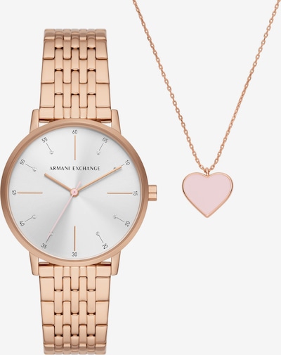 ARMANI EXCHANGE Set: Uhr+ Kette in rosegold / weiß, Produktansicht