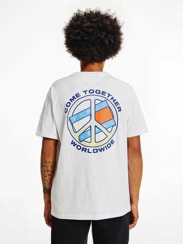 Maglietta 'Together World Peace' di Tommy Jeans in bianco