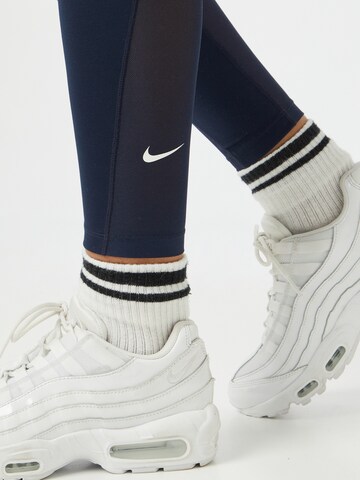 NIKE Skinny Workout Pants 'One' in Blue