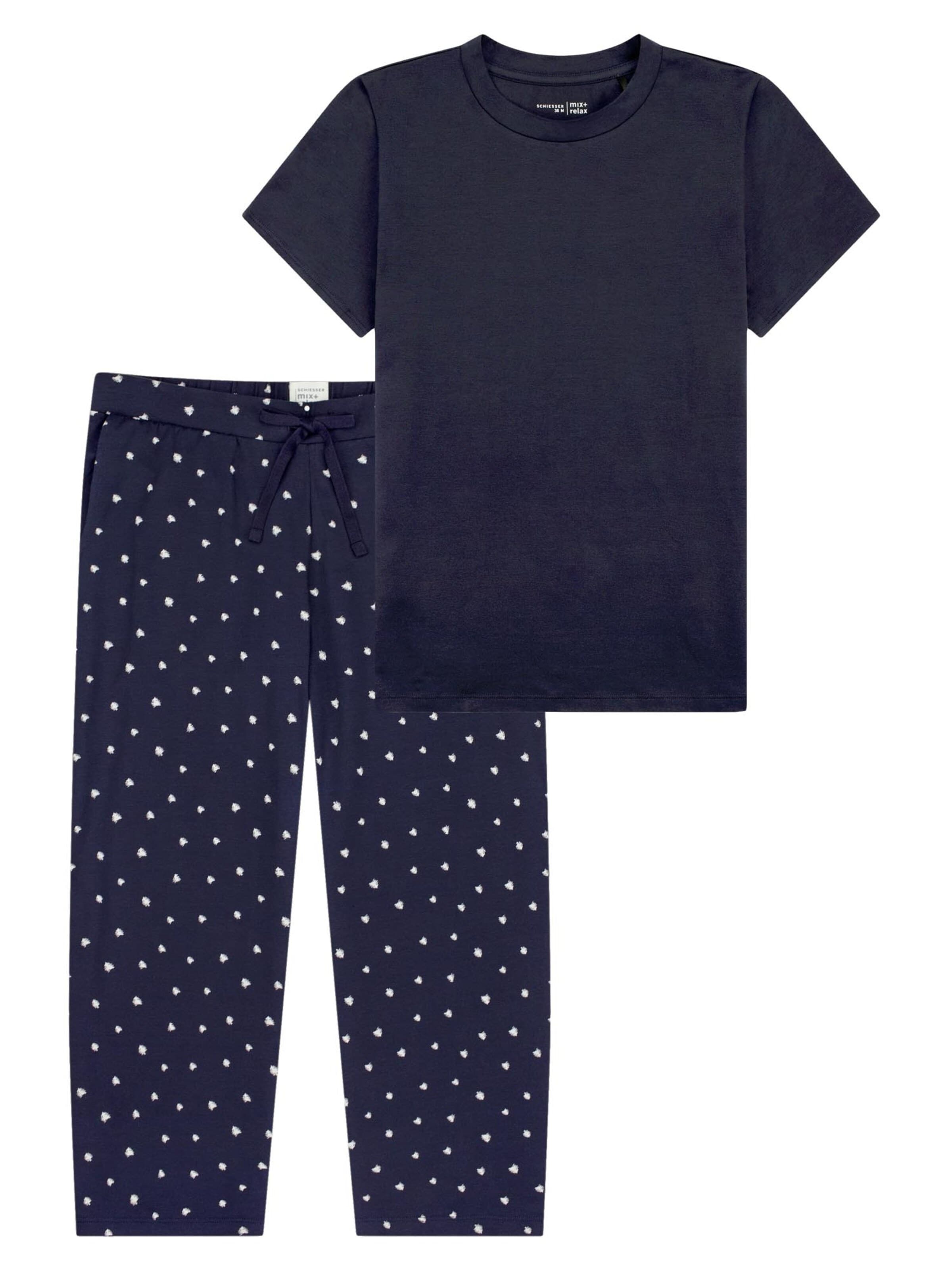 SCHIESSER Pyjama 'Mix & Relax' in Blau: Vorderseite