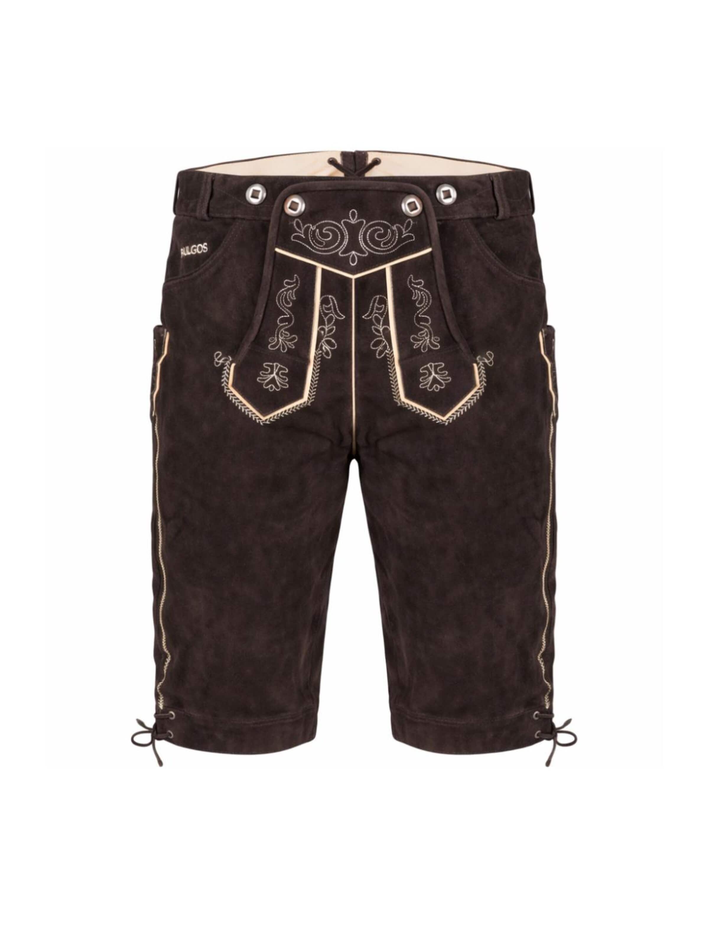 Paulgos Regular Traditional Pants 'PAULGOS Herren Trachten Lederhose - Kniebund - Echtes Leder - Größe 44 - 60' in Brown: front