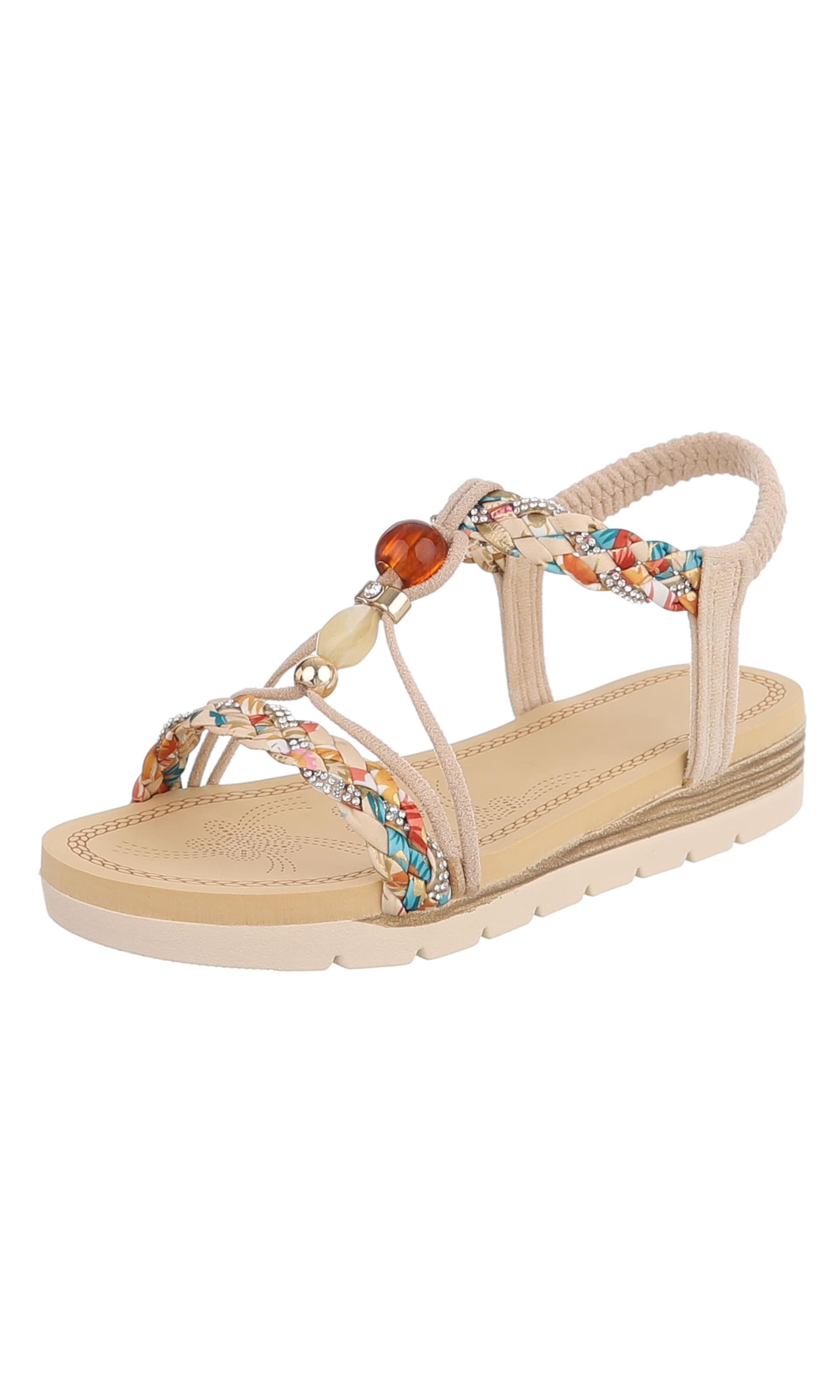 Ital-Design Strap Sandals in Beige: front