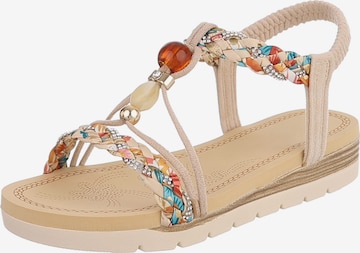 Ital-Design Strap Sandals in Beige: front