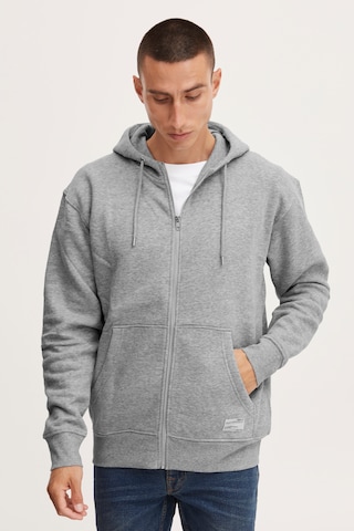 !Solid Zip-Up Hoodie in Grey: front