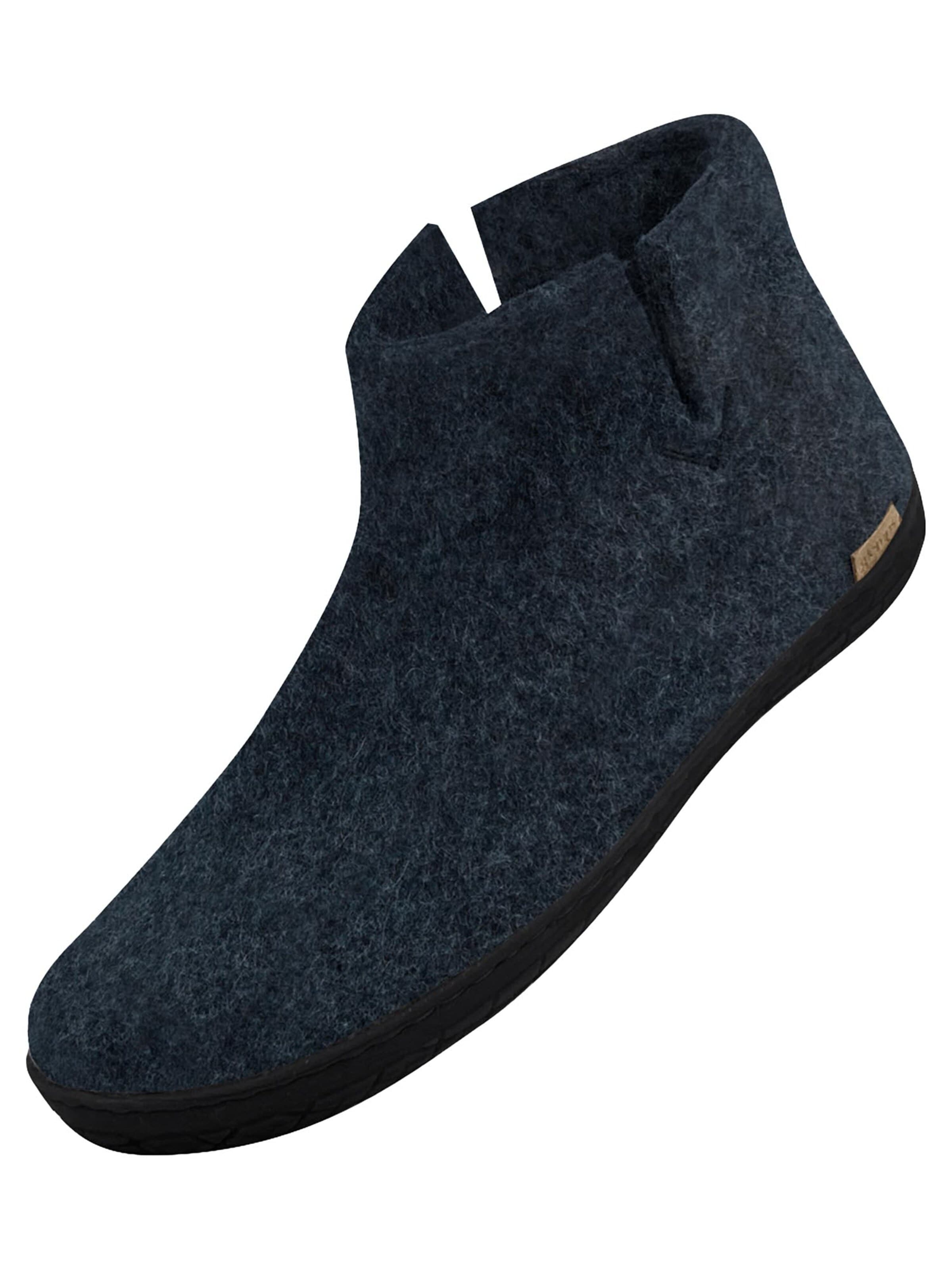 Glerups Muiltjes 'Kautschuksohle Schwarz' in Blauw