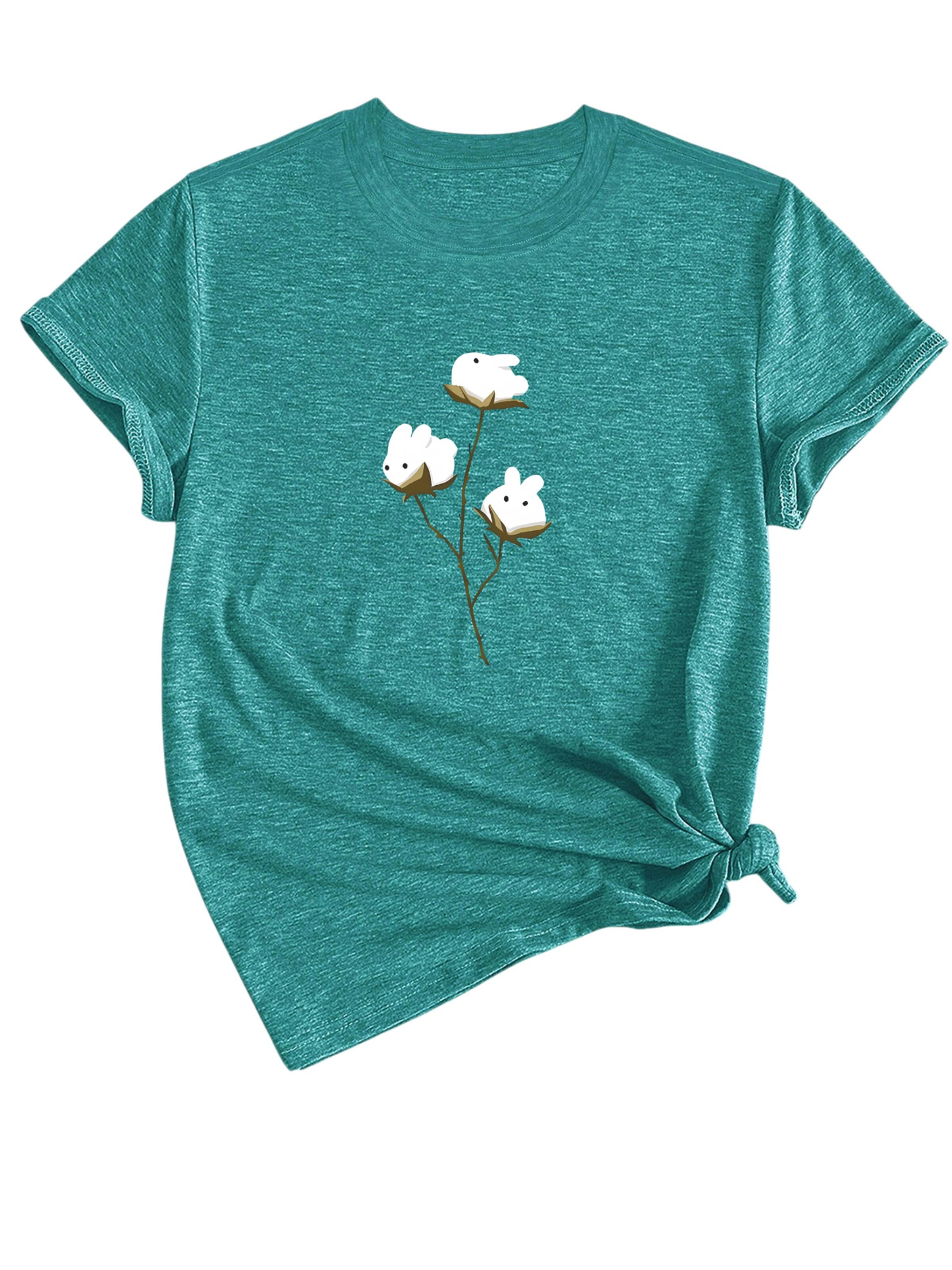 GORHEY Shirt 'Women's Summer Casual Color T-Shirt with Print' in Blue