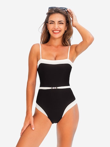 Cupshe Bandeau Swimsuit in Black