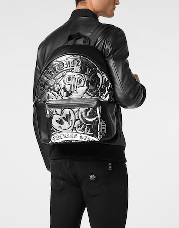 Philipp Plein - Mochila 'Smile' em prata: frente