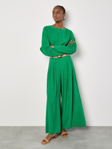 Apricot Wide Leg Hose in Grün