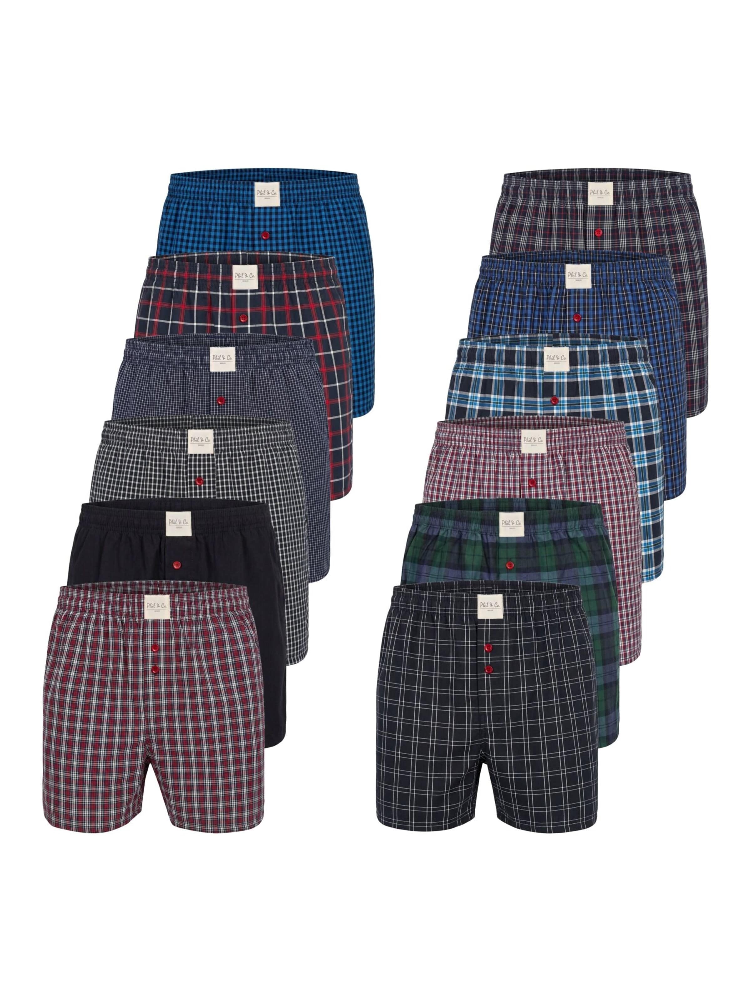 Phil & Co. Berlin Boxer shorts 'Phil & Co. Berlin Men's Woven Boxers 12 Pack – Loose Fit Boxer Shorts – 60% Cotton & 40% Polyester – Breathable, Wrinkle-Resistant & Easy Care' in M in Mixed colours, Item view