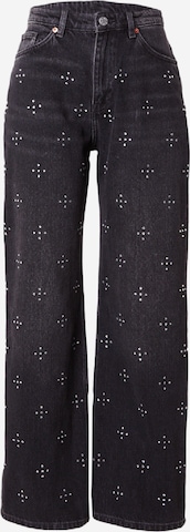 Monki - Perna larga Calças de ganga em preto: frente