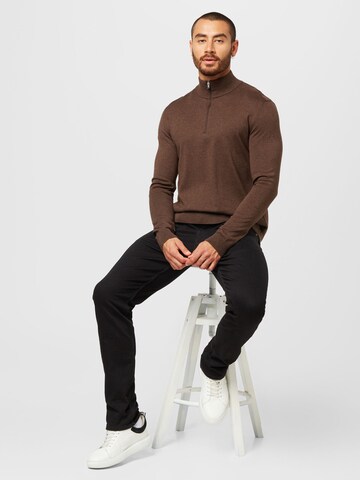 SELECTED HOMME - Regular Fit Pullover 'Berg' em castanho