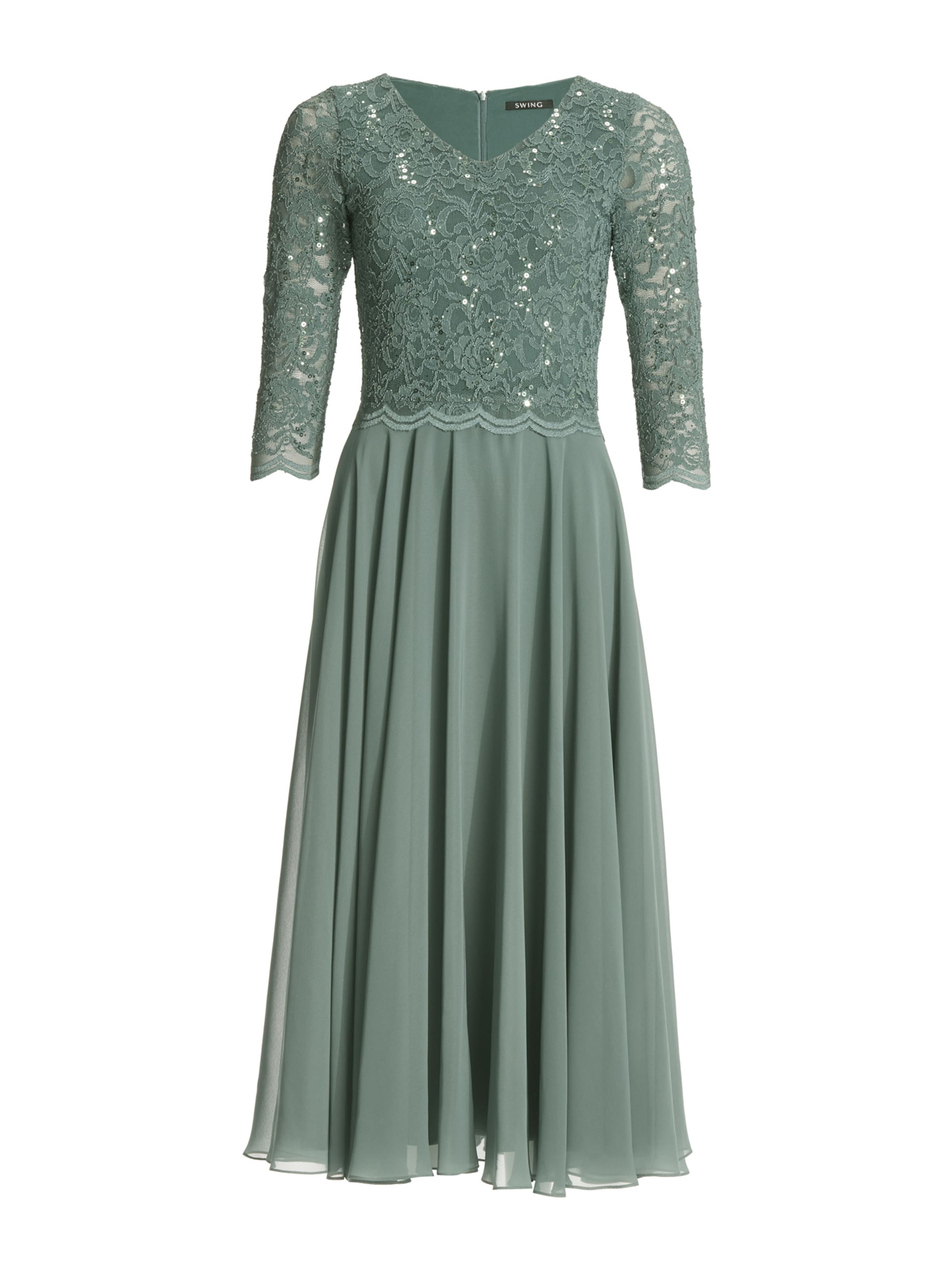 SWING Večerna obleka | zelena barva: sprednja stran