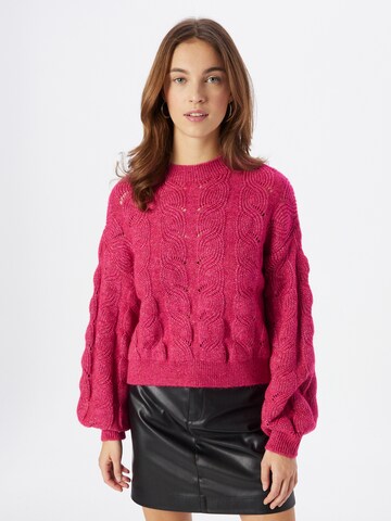 PIECES Sweter 'TANAYA' w kolorze różowy: przód