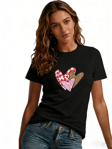 GORHEY - Camiseta 'Women's Summer Casual Cotton T-Shirt with Heart Print' en negro: frente