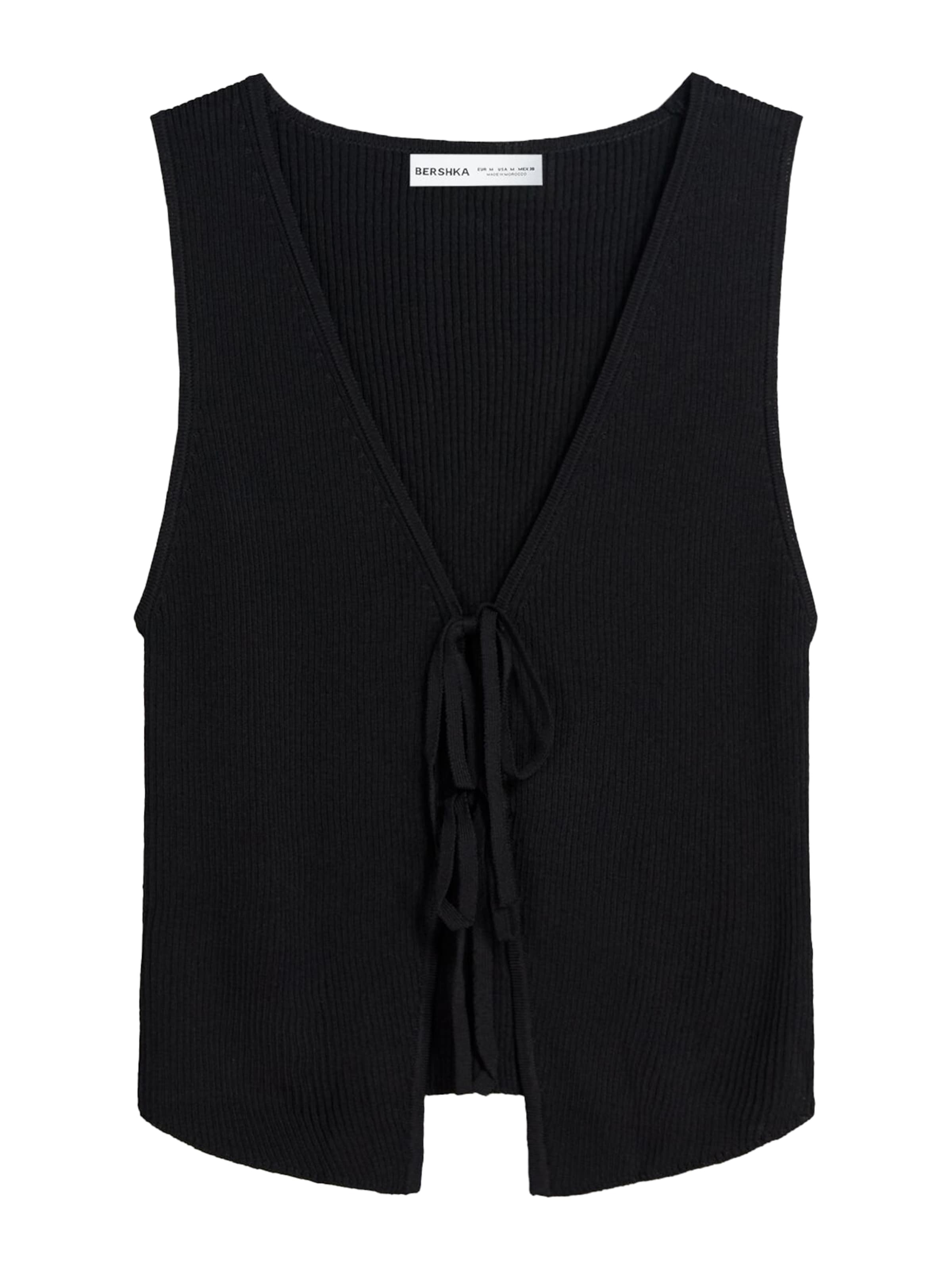 Tops en tricot Bershka en noir : devant