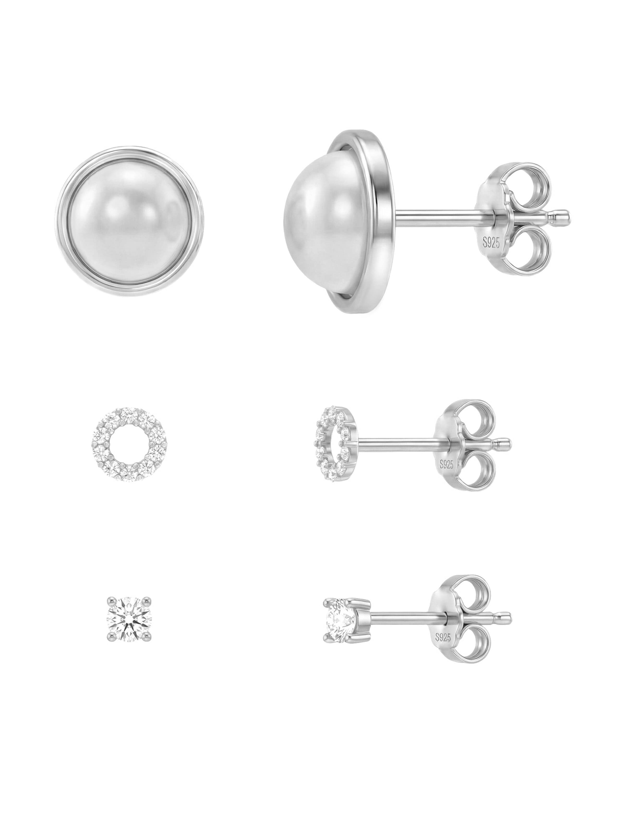 Sofia Milani Schmuckset 'Pearl Circle Zirconia'‌‌ in Silber: Vorderseite