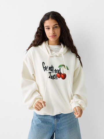 Sweat-shirt Bershka en blanc : devant