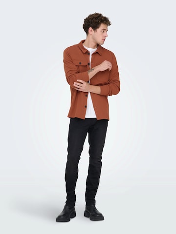 Only & Sons Regular fit Overhemd 'ONSNew Kodyl' in Bruin