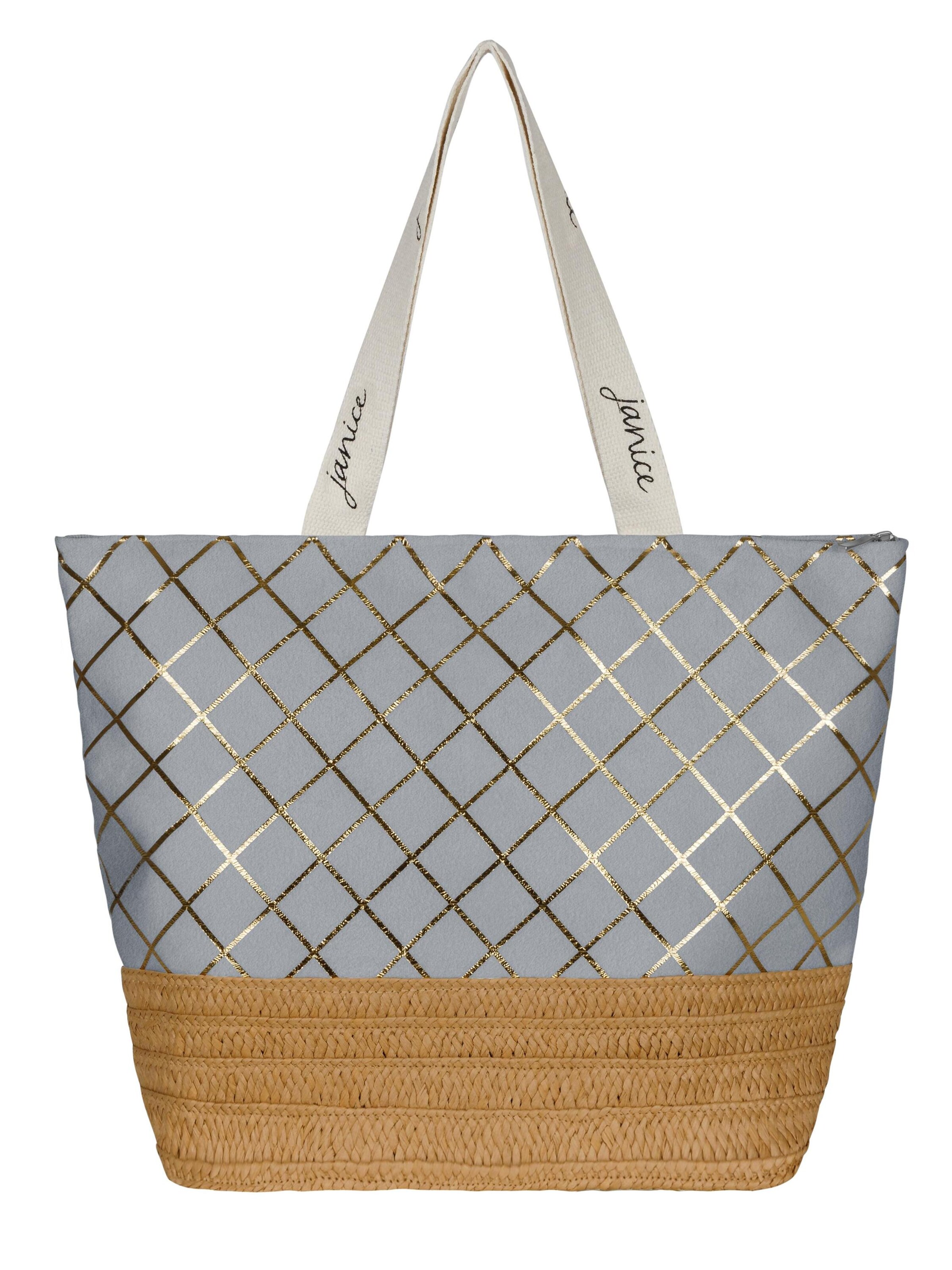 normani Strandtasche 'Kuredu' in beige / gold / grau, Produktansicht