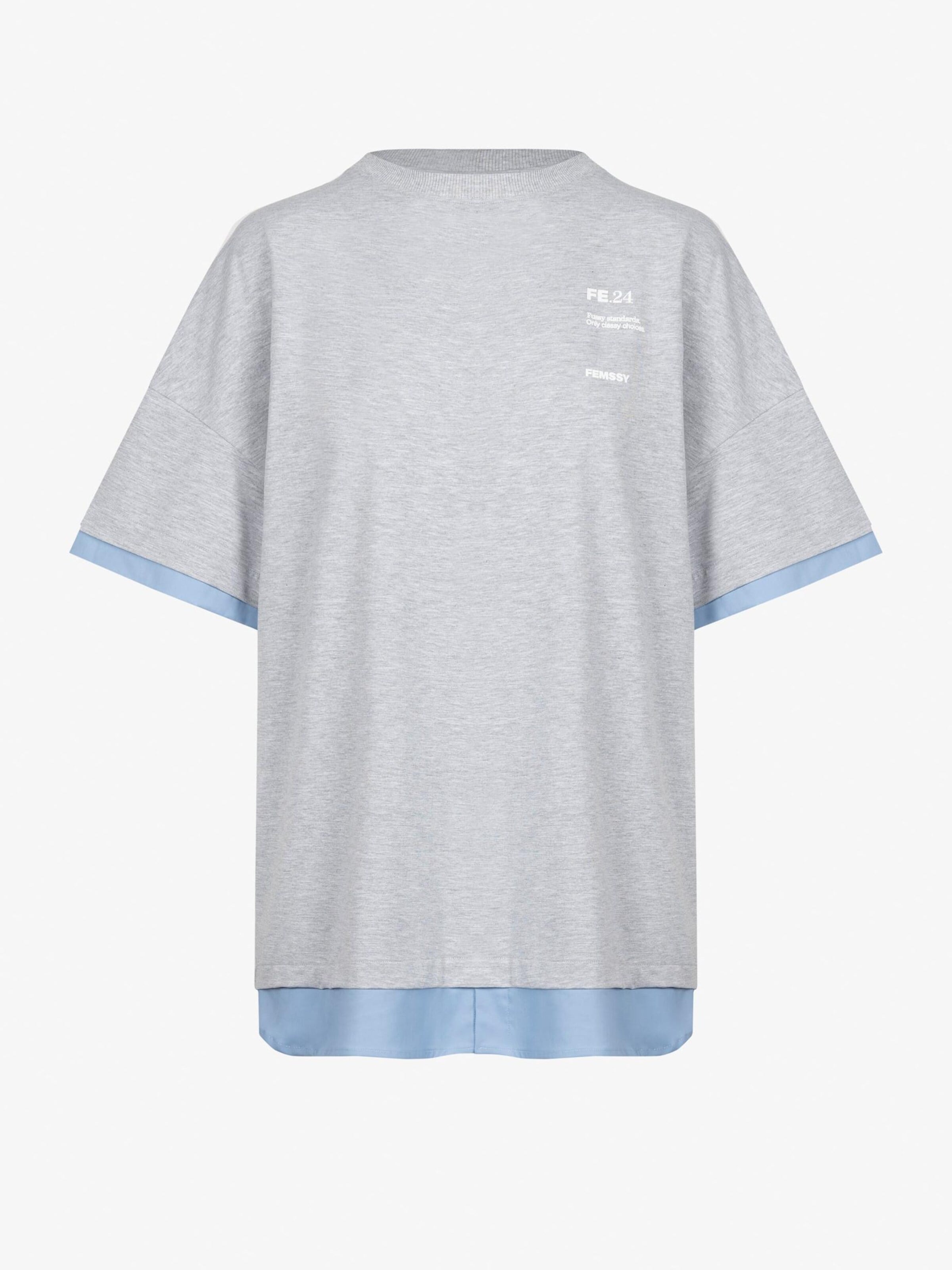 FEMSSY Tričko 'DUA T-SHIRT WHITE' – šedá: přední strana