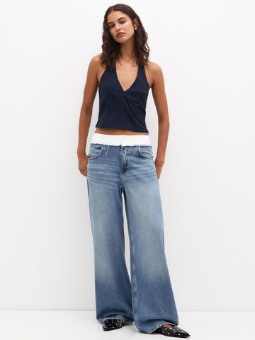 Pull&Bear Szeroka nogawka Jeansy w kolorze niebieski