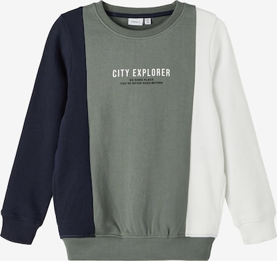 NAME IT Sweatshirt 'Treni' in dunkelblau / khaki / schwarz / weiß, Produktansicht