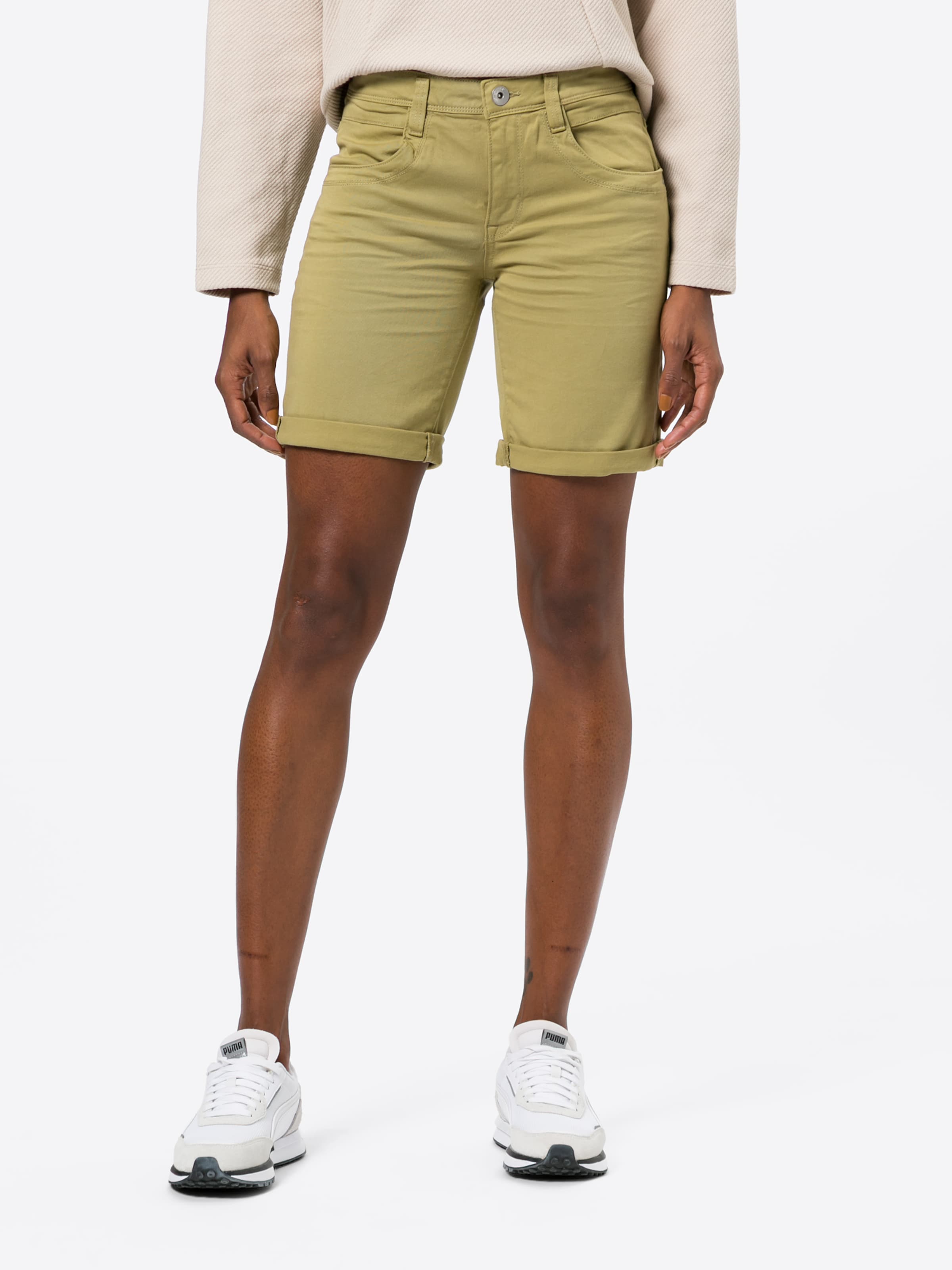 Frauen Große Größen TOM TAILOR Shorts 'Alexa' in Oliv - AF04485