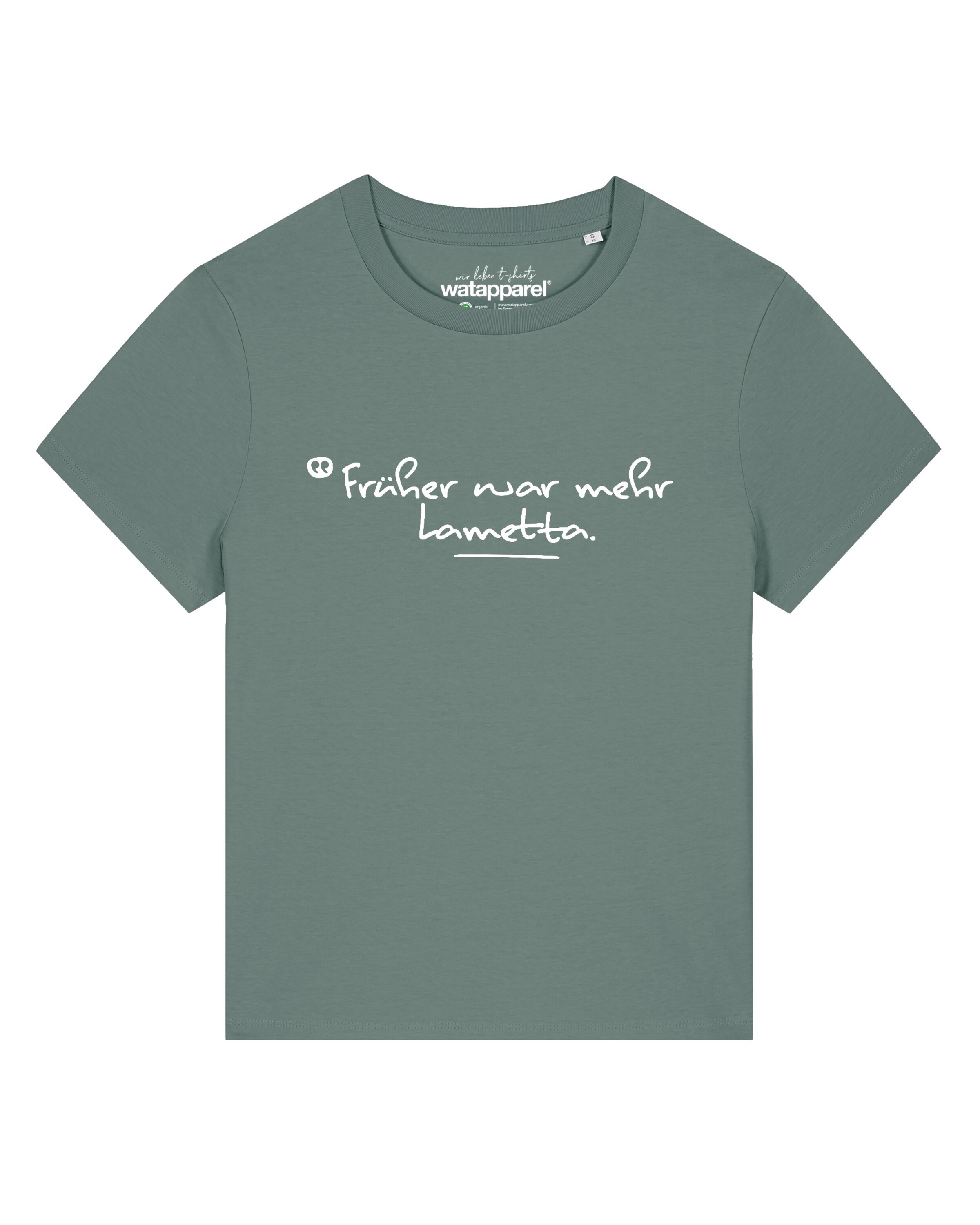 Watapparel T-Shirt 'Früher War Mehr Lametta' in Grün: Vorderseite