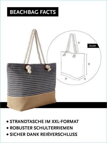 DonDon Beach Bag 'DonDon Strandtasche mit Reißverschluss Shopper Beach bag Badetasche Bunte Welt' in Grey