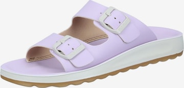 FLY FLOT Mules in Purple: front