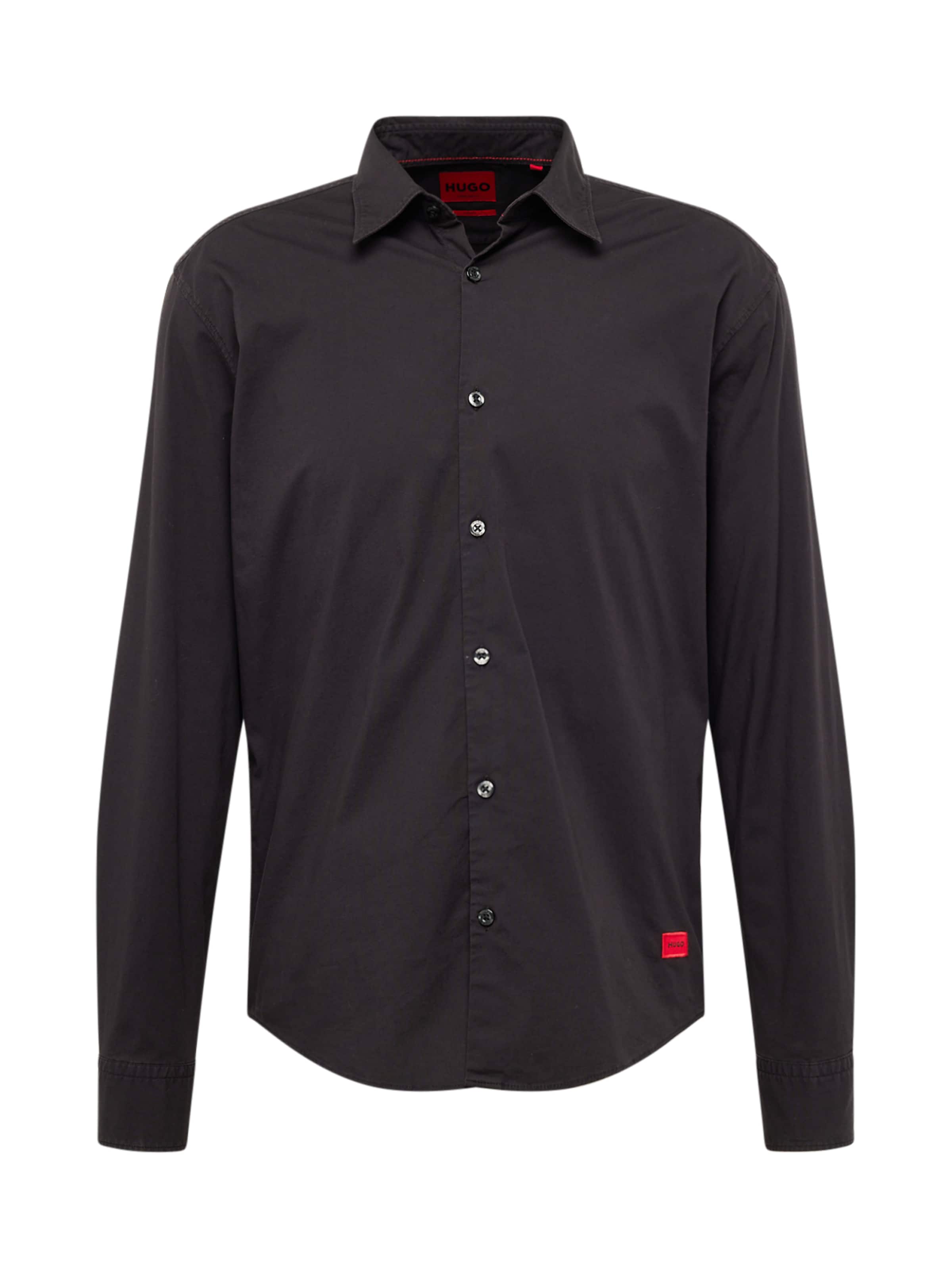 HUGO Slim fit Πουκάμισο 'Ermo' σε μαύρο: μπροστά
