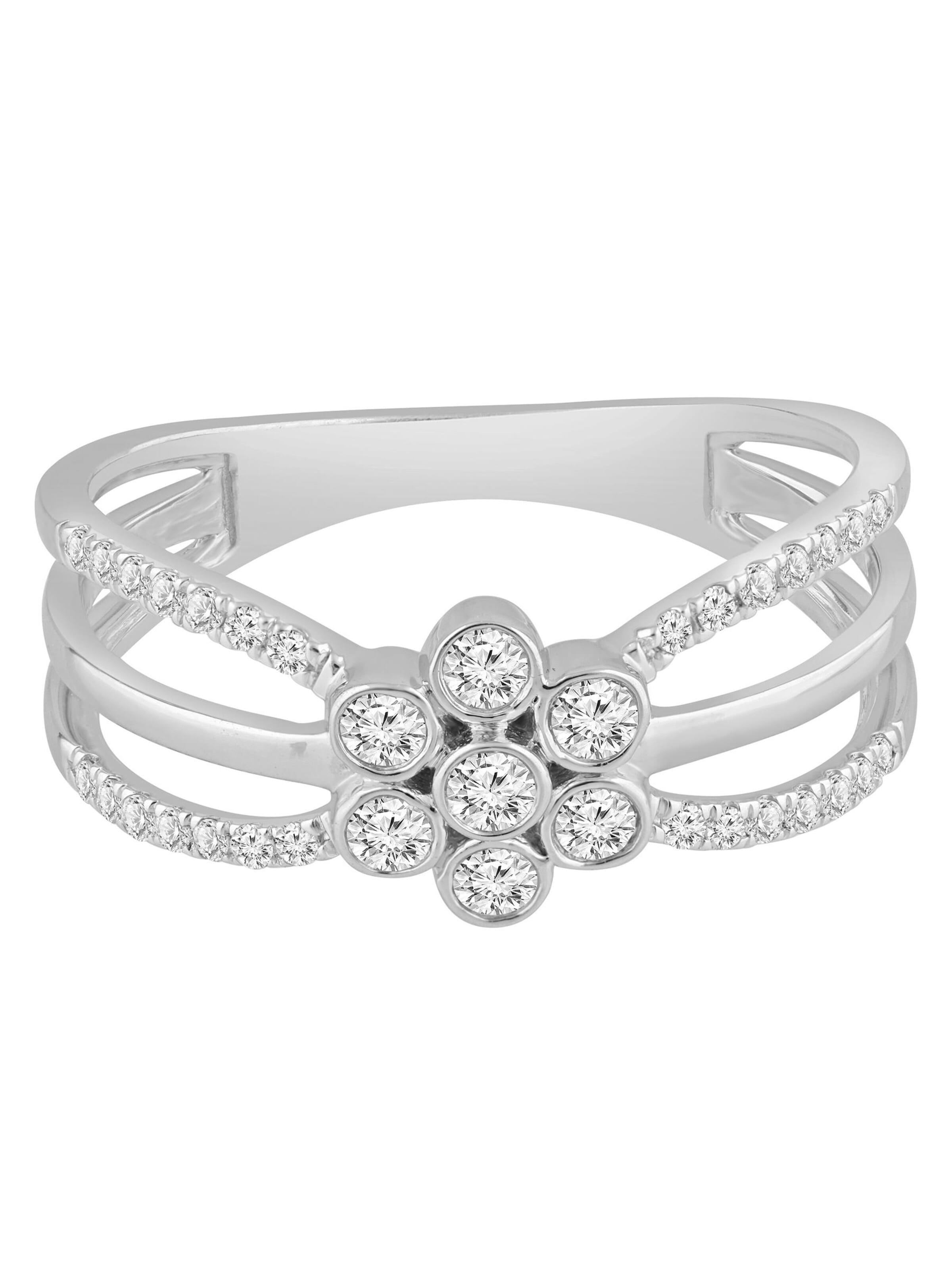 Diamant Exquis - Anillo 'Ring aus 585 Weißgold mit Diamant' en plata: frente