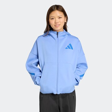 ADIDAS SPORTSWEAR Athletic Zip-Up Hoodie 'Z.N.E.' in Blue: front