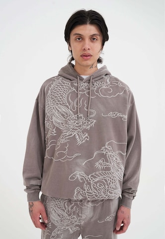 Ed Hardy Sweatshirt 'Battle Dragon' i grå: framsida