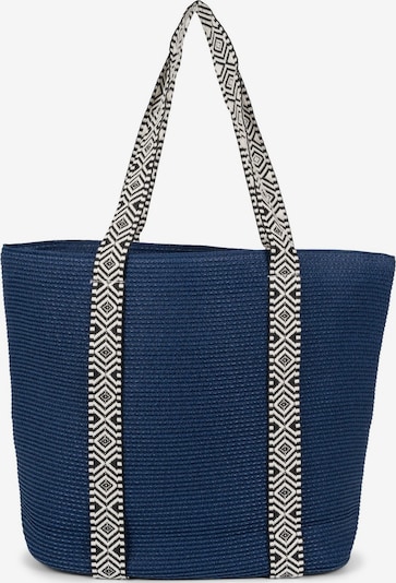 styleBREAKER Strandtasche 'Papierstroh Strandtasche Azteken Muster' in dunkelblau, Produktansicht