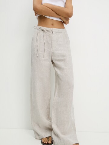 Pull&Bear Wide leg Bandplooibroek in Beige: voorkant
