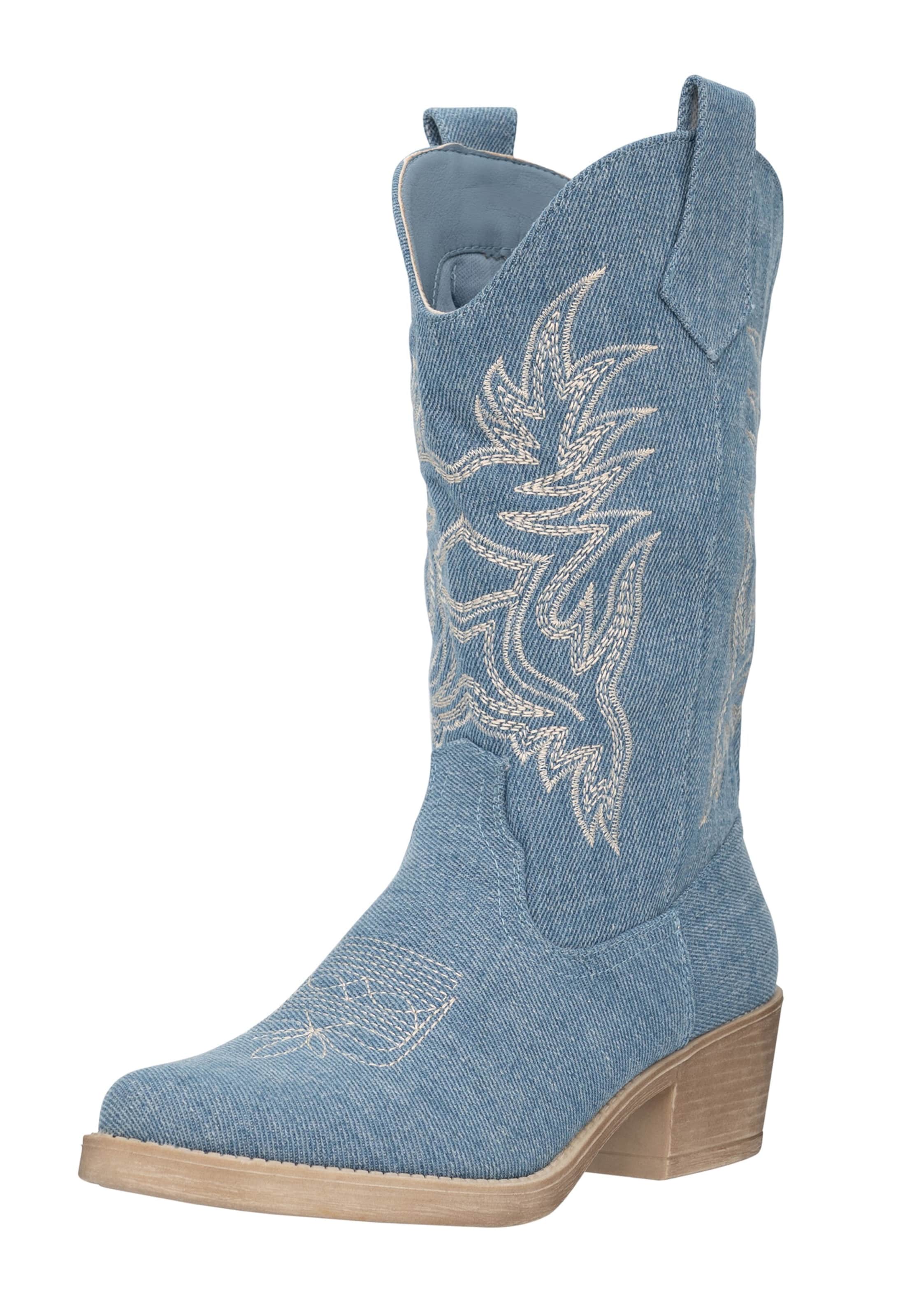 Salinyang Cowboylaarzen in Blauw: voorkant