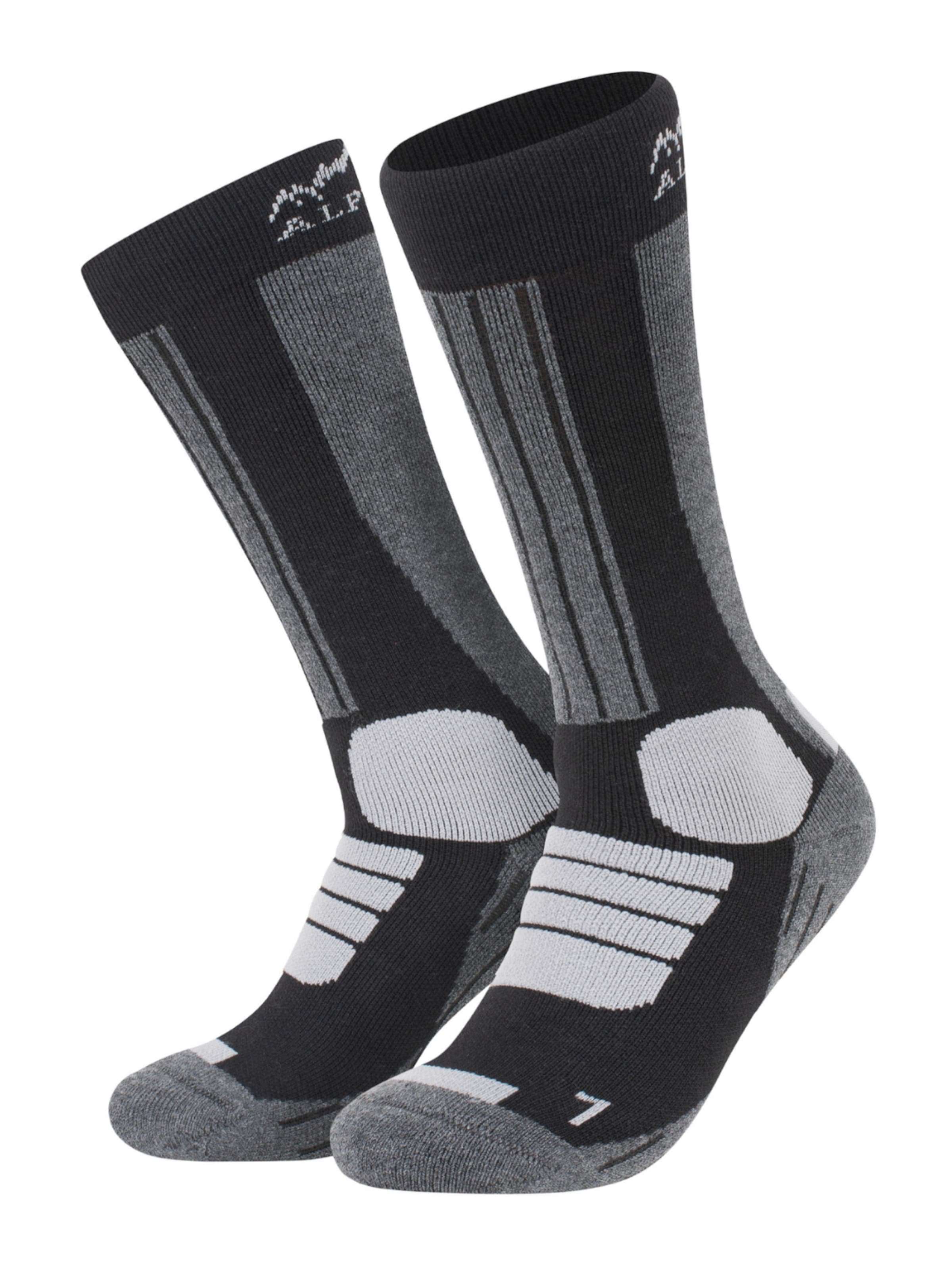 Alpenwert Kniestrümpfe 'Skisocken Merino'‌ in Schwarz: Vorderseite