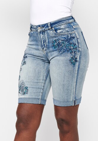 KOROSHI Skinny Shorts in Blau