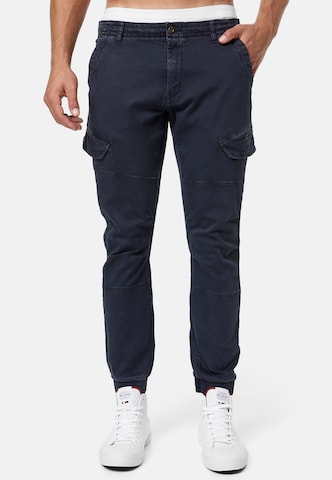 INDICODE JEANS Regular Cargo Pants in Blue: front