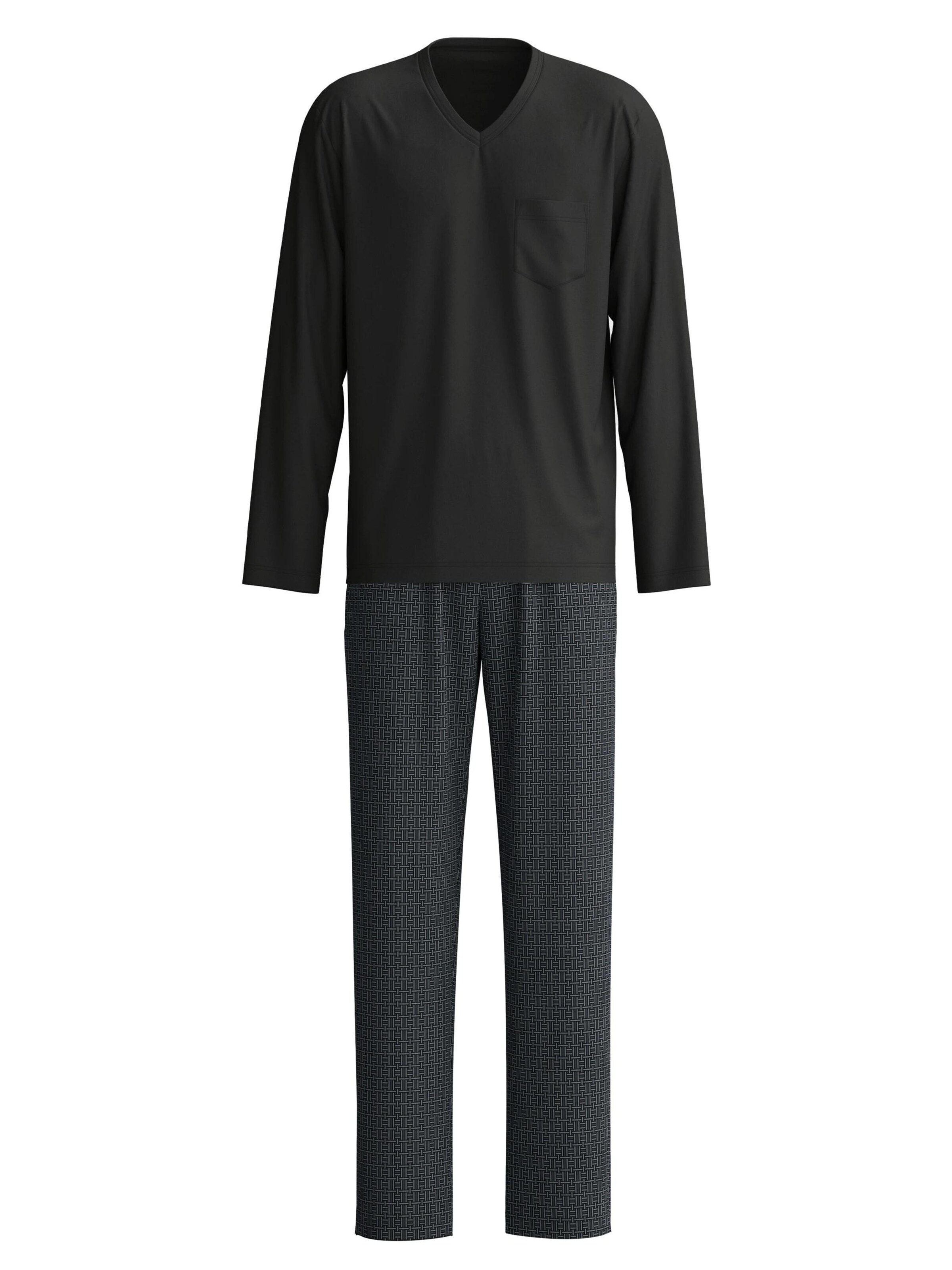 CALIDA Pyjama lang 'Relax Streamline' in Zwart: voorkant