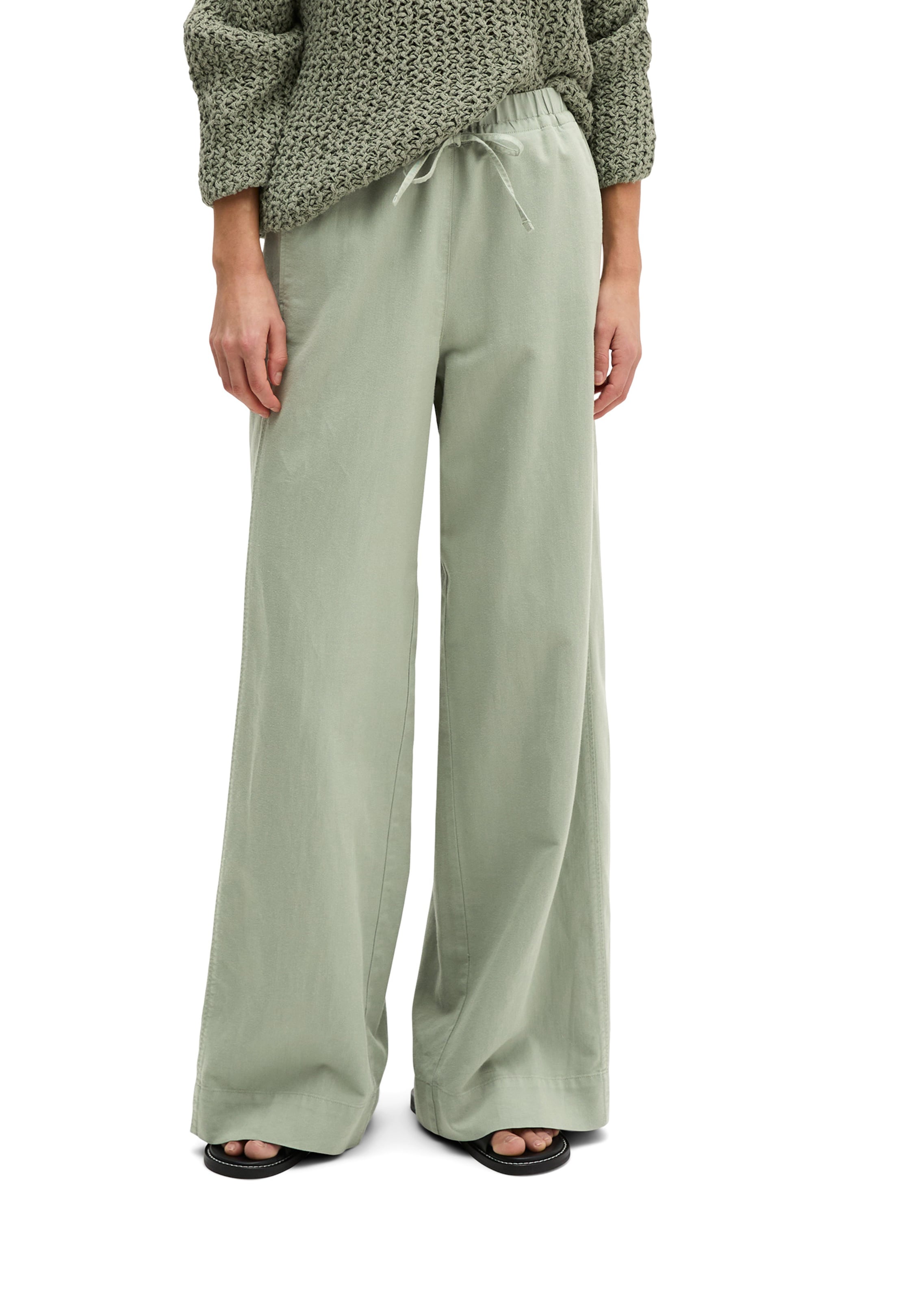 Marc O'Polo Wide Leg Hose in Grün: Vorderseite