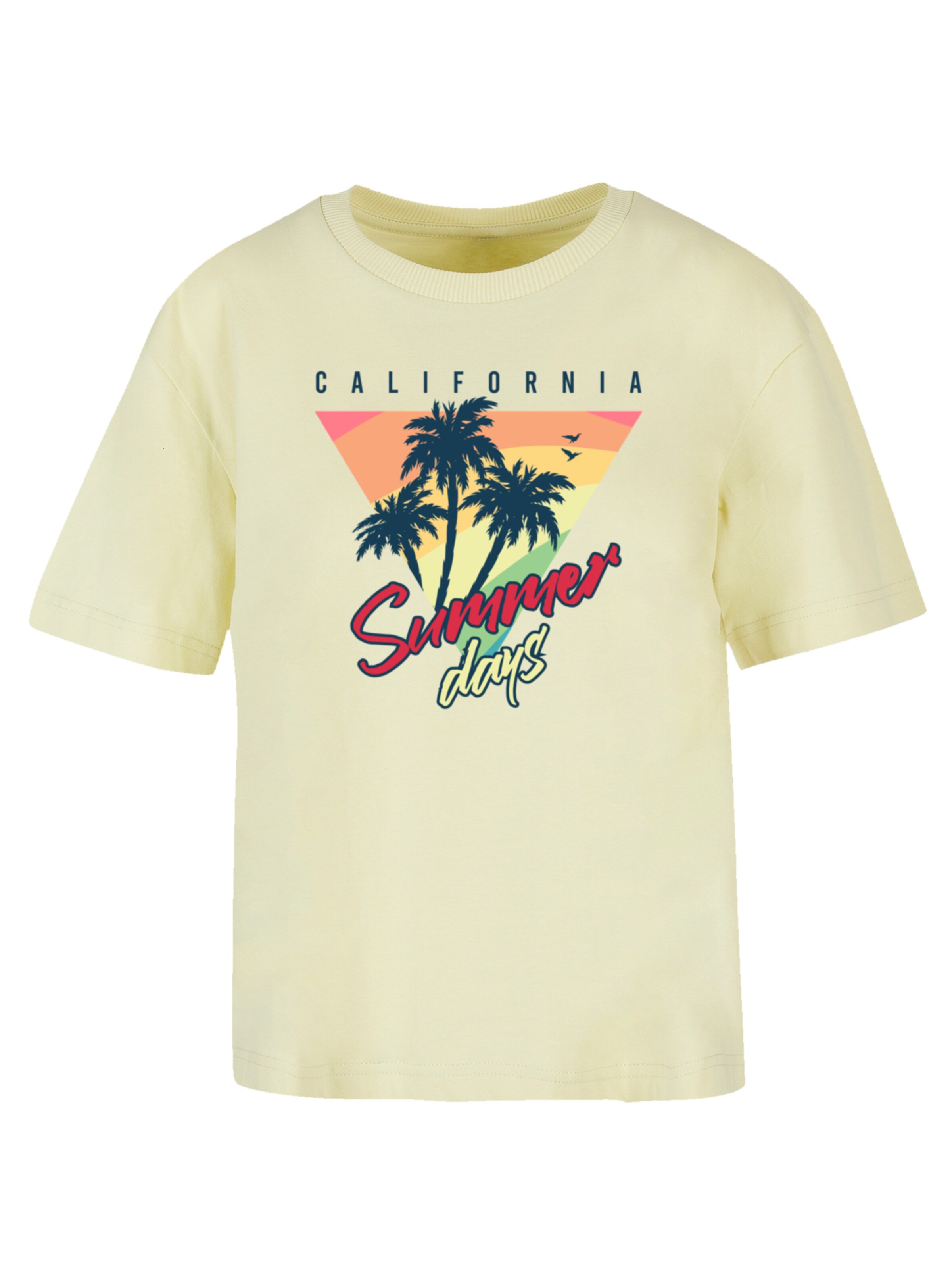 T-shirt 'California Palmen Retro' F4NT4STIC en jaune : devant