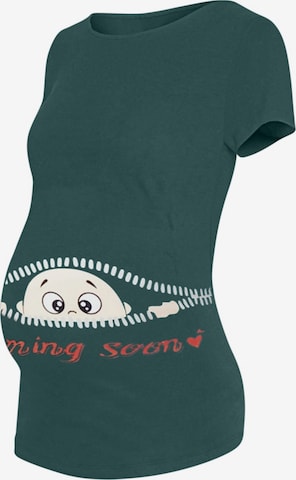 M.M.C. Shirt 'Coming Soon Umstandsshirt' in Green: front