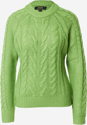 OVS Пуловер 'CABLE' в зелено: отпред