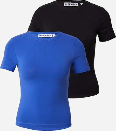 Marškinėliai iš WEEKDAY, spalva – sodri mėlyna („karališka“) / juoda, Prekių apžvalga