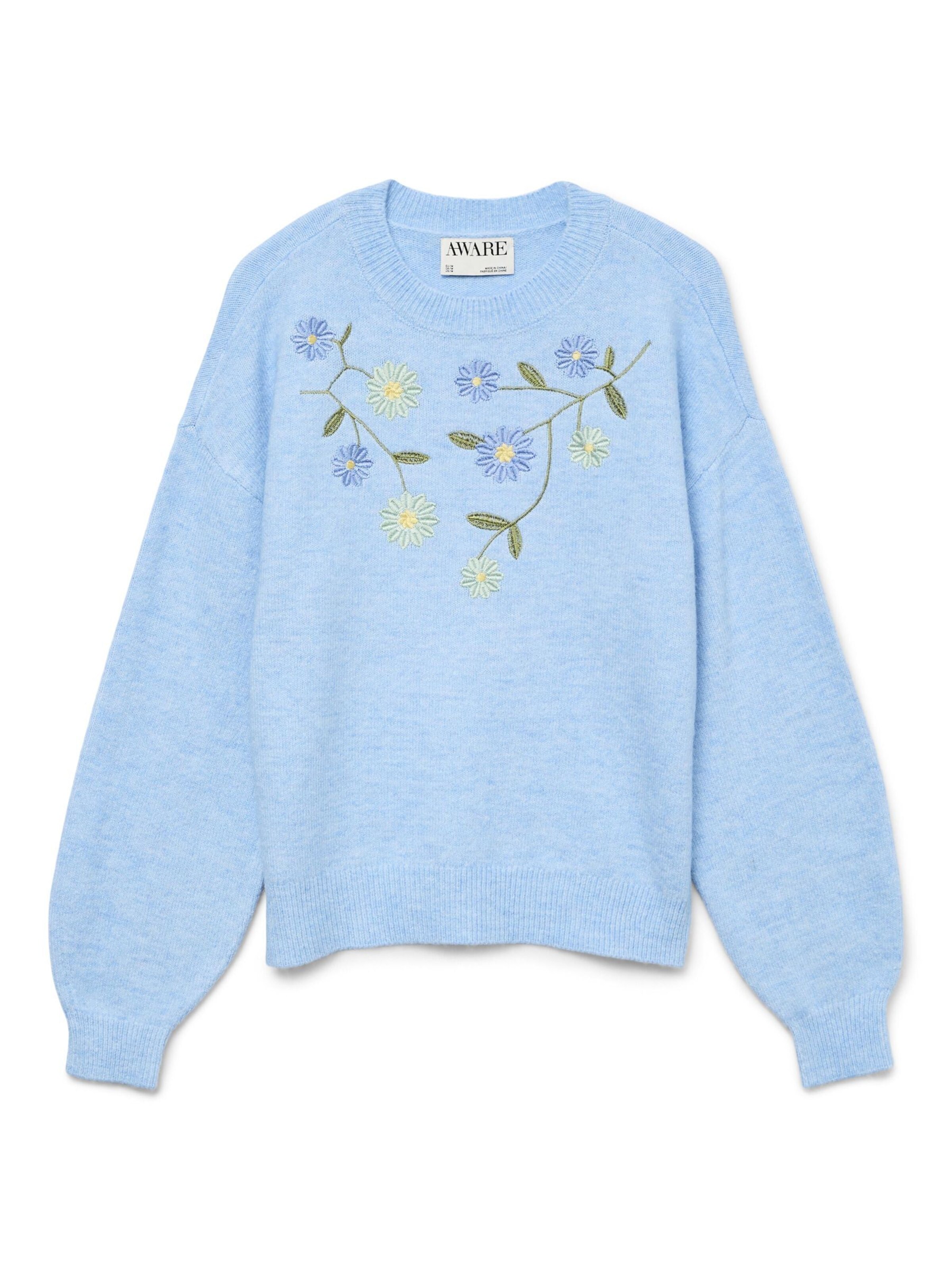 VERO MODA Pullover 'VMAlina' in himmelblau / grün / mint, Produktansicht