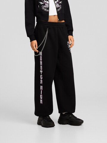 Loosefit Pantalon Bershka en noir : devant